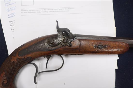 A German steel and walnut percussion pistol, inscribed V.CHR. SCHILLING IN SUHL